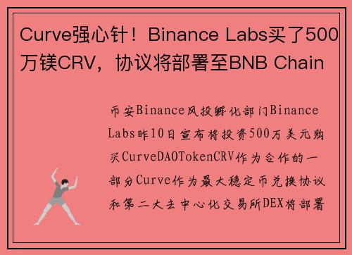 Curve强心针！Binance Labs买了500万镁CRV，协议将部署至BNB Chain